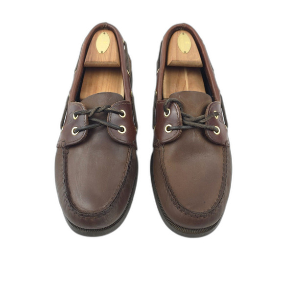 SPERRY Authentic Original Boat Shoes Leather Old Money Preppy Quiet Luxury Brown - Picture 6 of 9